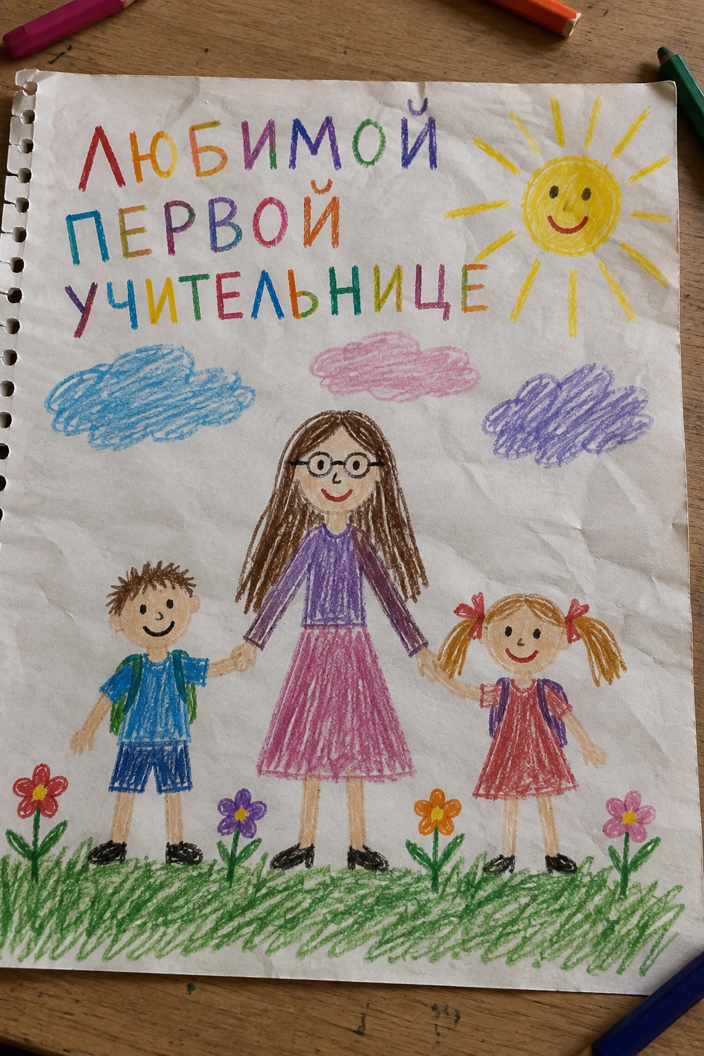 Первой учительнице: как будто нарисовал первоклассник